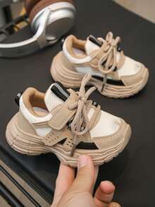 1双儿童运动鞋2025新款男童网眼EVA软底休闲鞋钩环防滑女童跑步鞋 - 卡其色 - 查看 4