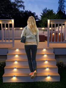 4pcs-Solar Deck Light, Waterproof, Suitable For Outdoor Stairs, Steps, Fences, Railings, Courtyards And Terraces, Solar Deck Light Outdoor, Solar Step Light Waterproof LED Solar Light For Outdoor Stairs, Steps, Fences, Courtyards, Terraces And Access (Warm White)