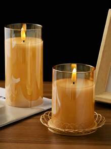 1pc/3pcs Flameless LED Candles, Flickering Battery Powered Candles, Electric Candle Set, Gold Glass Effect, With Remote Control Timer, 4 Inch, 5 Inch, 6 Inch Gifts Birthday Graduation