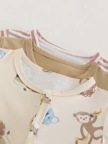 3 Stücke/Set Sommer Baby & Kleinkind Unisex Tierprint + Streifen + einfarbiger Romper Outfit