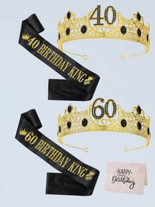 40th 50th 60th Birthday Gifts For Men, 50th Birthday Decorations For Men, Party Decor Supplies Including King Crown & Sash