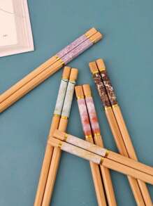 1PC/5/10PCS/Set Marble Patterned Chopsticks, Modern Bamboo Chopsticks, Essential For Dining, Kitchen, Back To School, And Gatherings, With Random Colors.,School Supplies