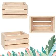 2/4/6pcs Mini Rustic Wooden Boxes, Unfinished Wooden Storage Boxes, Suitable For DIY Crafts, Kitchen, Office, Bedroom, Wardrobe, Rustic Decor - Multicolor - View 6