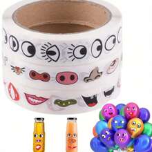 3pcs DIY Creative Cartoon Stickers, 6 Styles, Colorful Eyes, Nose, Mouth, Beard, Non Drying Stickers, Used For Handmade Crafts Decoration, School Storage, Handmade Stickers For Easter, Halloween, Christmas, And School Season,Stitch