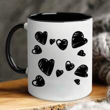 Black And White Creative Love Pattern Mug, Material: Porcelain Back To School