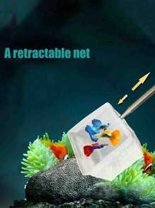 1pc Net With Stainless Steel Handle, PE Material, Fine Mesh Round Net For Fish, Easy Handling Fish Net Catcher, Stainless Steel Aquarium Fish Net With Extendable Handle - Fine Mesh For Easy Catching & Handling