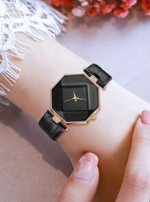 2 PEÇAS Conjunto de Relógio Feminino, Moda Simples Versátil Ponteiro Clássico Relógio de Quartzo, Conjunto com Pulseira, Presente Perfeito para Ela (Sem Caixa)