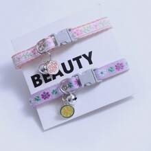 2 pièces Collier pour animaux de compagnie avec pendentif à fleur/patte, cadeau de vacances réglable pour chiens et chats