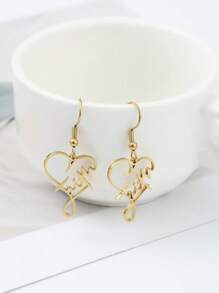 Goldplattierte Edelstahl Kreuz Herz Design elegante hängende Ohrringe, kreatives Schmuckgeschenk für Frauen