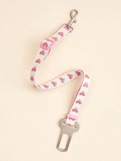1pc Adjustable Pet Car Seat Belt With Heart Pattern, Suitable For Small Dogs & Cats Going Out