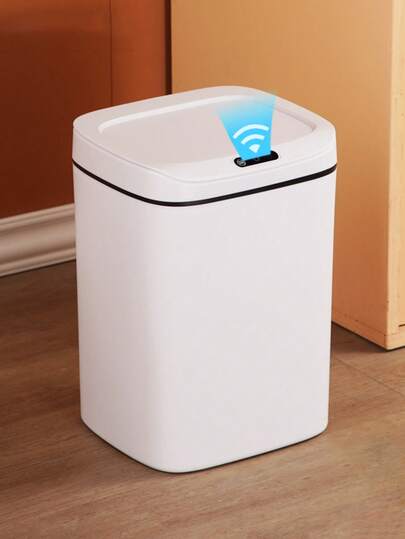 1pc 12L/14L/16L Smart Sensor Trash Can, Automatic Lid Garbage Bin, Infrared Sensor Opening, Waterproof & Odor-Proof Plastic Storage Box, Powered By 2 AA Batteries (Not Included), Suitable For Kitchen, Office, Living Room, Bathroom, Bedroom Home Bathroom Decor Bathroom Organizer Fall Decor Back To School