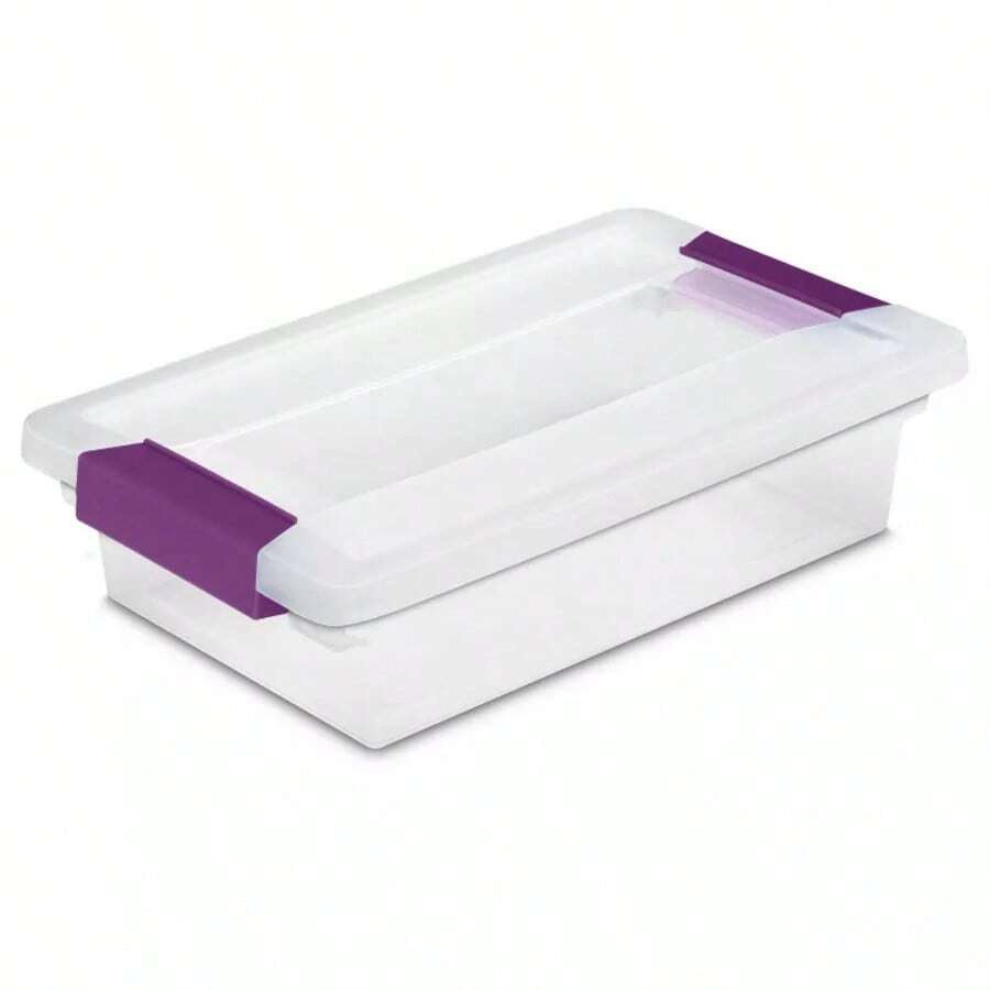 Sterilite 1.9qt Purple Latch Box Clear: Plastic Storage Bin With Lid, Portable, Stackable, Built-In Handles, Universal Use - 1 - View 1