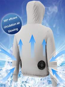 Men's Outdoor Casual Work Solid Color Hoodie Air Conditioner Jacket With USB Cooling Fan