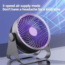 Ventilador eléctrico portátil con luz LED para acampada, carga USB, silencioso, para pared, refrescante para verano, playa, viajes