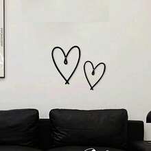 HELLOYOUNG 2pcs/Set Unique Personalized Heart Shape Wall Art - Metal Wall Sign With Chic Aesthetic Design - Perfect Gift For Valentine's Day, Suitable For Home, Living Room, Office, Bar, Kitchen, And Coffee Shop Decor, Ideal For New Year Celebration Decorations Birthday