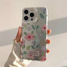 Flower 1pc Fresh Ditsy Floral Pattern Painted Soft Silicone Hard Phone Case, Shockproof Cover Compatible With Iphone 16/15/14/13/12/11 Pro Max - White - View 5