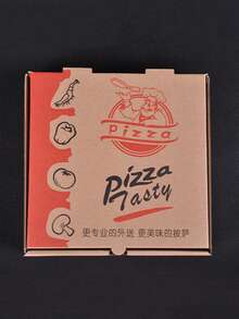 1pc Disposable Folding Pizza Delivery Box, Commercial , For Christmas Party - Multicolor - View 20