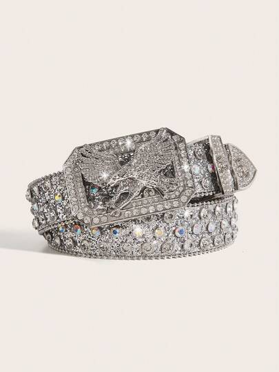 1pc Men's Heavy Duty Crystal Eye Studded Belt, Suitable For Daily Party Occasions Summer, School Fall, Autumn, Halloween Autumn-Winter Accessories,Suitable For Teens, Youth,Men,Casual, Outdoor, Athletic, Vacation, Graduation Gifts, Birthday, Daily Wear