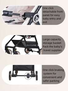 1pc Lightweight Gray Baby Stroller, Only 4.7kg, Convenient For Airplane, Train And Car, Suitable For Home, Business Trip And Travel - Multicolor - View 11