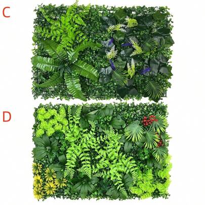 1pc Artificial Green Plant Wall Panel With Grass Flower Boxwood Hedge Wall Outdoor Artificial Privacy Fence Screen Fake Flower Grass Fence Panels Wall Decor For Outdoor Indoor