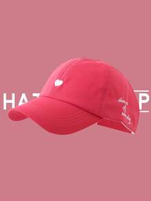 Love Embroidery Children's Baseball Cap For Spring Summer, Empty Top Baseball Cap For Girls, UV Ion Sun Hat For Ponytail, Spring And Autumn Sun Hat For Daily Outdoor Activies, For 3-10 Children - Multicolor - View 4