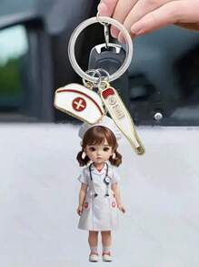 Nurse Doctor Keychain, Nurse Pattern Pendant, Bag Ornament, Acrylic Flat Keychain, Creative Accessory Accessories, Pendant Accessories That Can Be Hung On Backpacks, Phone Cases, Keychains, Car Decoration Pendant, Suitable For Both Boys And Girls, Suitable For Nurses, Doctors, Medical Workers, Gifts, Nurse's Day Gifts, The Best Gift For Medical Staff