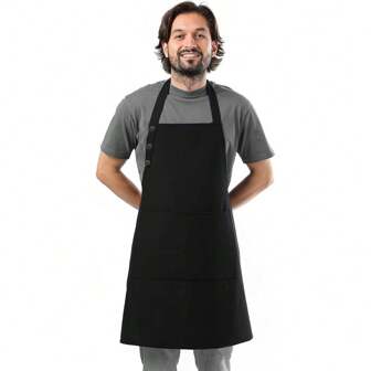 Adjustable Apron For Cooking, Painting, And Grilling With Extra-Large Pockets For Brushes And Kitchen Utensils