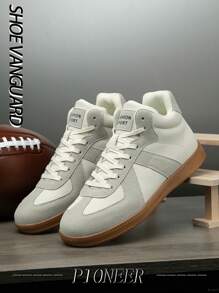 Męskie uniwersalne buty sportowe typu street retro ze skóry z przeszyciami i wysoką cholewką, wygodne, codzienne, dla par, kontrastujące litery, modne sznurowane platformy, gruba podeszwa, amortyzujące i antypoślizgowe buty do biegania na co dzień, w każdych warunkach