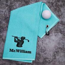 1 Pc Custom Embroidered Golf Towel Ideal Gift For Men And Women Perfect For Golf Bags Birthday, Retirement, And Special Occasions Gift Home Bathroom Decor Summer Beach Essentials Back To School