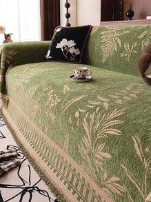 1 pièce Couverture de sofa en chenille, motif feuille bohème, doux, adapté aux animaux de compagnie, lavable en machine, 100% polyester, avec housse de protection de sofa pour chambre à coucher, salon, décoration de maison, housse de sofa, housse de canapé, décoration de salon, décoration de pièce