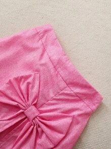 Set de 2 piezas de blusa de manga corta con estampado de mariposa y shorts falda rosa para niñas pequeñas, lindo y dulce para salidas de vacaciones en verano