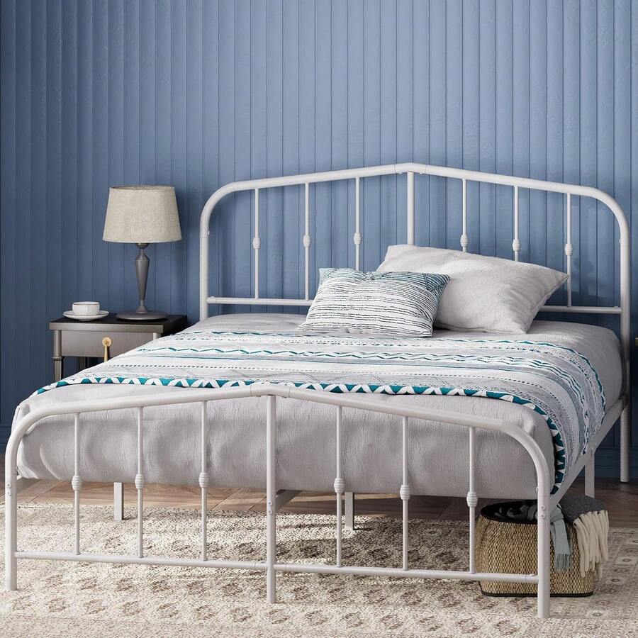 Elias Bed 140x200cm - Height 36cm With Storage Space Under The Bed - Metal Platform Bed Frame - 白色的 - 查看 1