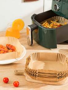 100pcs Air Fryer Paper, Parchment Paper For Baking, Non-Stick Steamer Mat For Cooking, Disposable Physical Paper - Multicolor - View 4