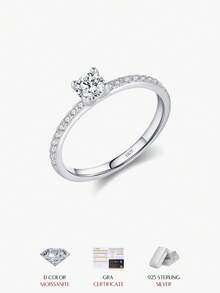 Nhẫn Moissanite màu D MODIAN hình vuông tinh tế, bạc Sterling 925, nhẫn kim cương phòng thí nghiệm cho nữ, trang sức cưới phong cách ấn tượng - Bạc - Xem 1