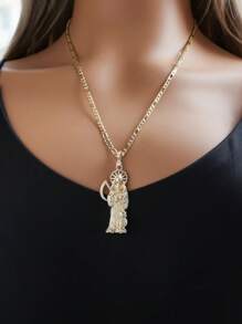 1 peça Colar Pendente Santa Muerte, Deus da Morte, Presente Religioso Fashion Legal Bonito para Feriado