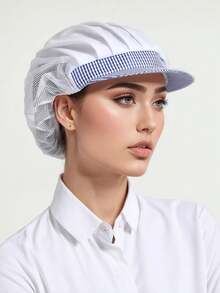 10/5/2/1pc 透气涤纶面料工作帽，可调节网眼厨房烹饪帽，带弹性闭合的餐饮服务帽，男女通用的全网眼厨师帽，防油发套，带抽绳闭合的短帽檐，仅可手洗，男女皆宜的防尘网眼帽 - 适用于餐饮、烘焙和车间使用 - 彩色 - 查看 24