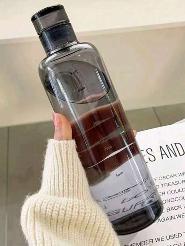 1pc Portable Plastic Water Bottle For Women With Large Capacity, And Beautiful Appearance Shaker Bottle, Time, Glass Juice Bottles, Water Bottle