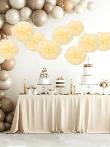 8 pièces Grandes fleurs en papier pompon fond blanc ivoire à suspendre, pour anniversaire, mariage, demande en mariage, fête entre amis, enterrement de vie de jeune fille, anniversaire, fête de fin d'études