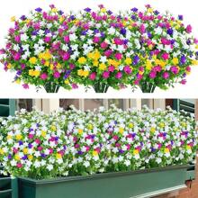 8Pack Eucalyptus Fake Flowers, No Fade, Lifelike, ArtificialPlastic, For Hanging Planters, Outside, Porch, Window Box, WeddingIndoor, Outdoor, Housewarming, Spring, Summer Decoration(No Flower Basket)