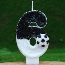 1pc Birthday Candle Number, Football Design Numeral 0-9 Candle, Romantic Party Preferred Digital Candle For Birthday Cake Decoration, Holiday Anniversary Party Cake Numeral Candle, Shiny Digit,Wedding - Black and White - View 8