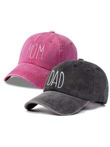 1/2件中性復古刺繡棒球帽，印有「Dad & Mom」文字，適合男女配戴，時尚百搭，可調節帽圍，適合戶外與日常穿著，節日禮物與卡車司機的理想選擇 - A - 查看 3