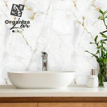Premium Wallpaper Roll 5 Meters Self-Adhesive Textured Marble 5m X 45cm - 白色 - 查看 3