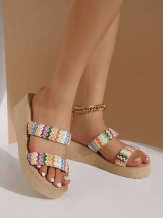 Damtofflor, sandaler med nät, tjock sula Slip-On Beach Skor för sommar, semester, dagligt slitage, öppen tå