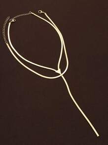1pc New Design Double Layer Snake Bone Chain Necklace, Fashion Versatile Neck Chain, High-End Birthday Gift For Women, Suitable For Party & Daily Wear, Simple Luxury Niche Gift