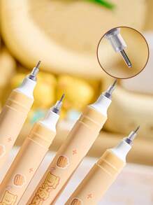 Caja de 6 Bolígrafos de punta recta, bolígrafos neutros de carbono de alta calidad con estilo chino para uso estudiantil en exámenes, bolígrafos de aguja negros de secado rápido con diseños de dibujos animados estilo Ins para volver a la escuela