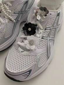 3pcs/Set Korean Ins Niche Fashionable Floral Shoe Clips, Pearls & Bowknot Decor For Sneakers