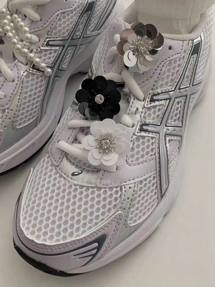 3pcs/Set Korean Ins Niche Fashionable Floral Shoe Clips, Pearls & Bowknot Decor For Sneakers