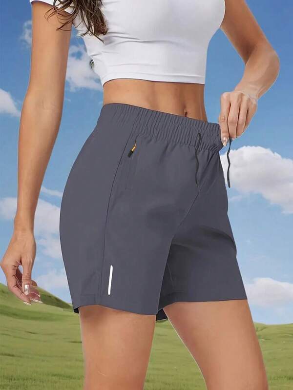 1pc Women's Summer Sports Shorts With Drawstring Waist, Suitable For Sports And Outdoor Activities In Summer