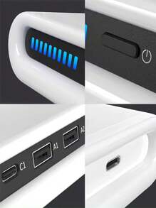 شاحن متعدد الوظائف محمول 4 في 1 مع منفذين USB ومنفذ Type-C و15 واط شحن لاسلكي، مناسب للهواتف الذكية وسماعات البلوتوث والساعات الذكية والأجهزة اللوحية وغيرها (ليس بنك طاقة) مناسب للمكتب والمسكن والشحن اللاسلكي المنزلي