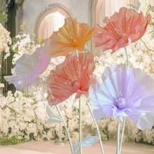 1 Set: 1 Pc 50cm Giant Waterproof Artificial Flower + 1 Pc 50cm Giant Butterfly Yard/Garden Decor, Suitable For Outdoor Yard, Lawn, Living Room, Bedroom, Perfect For Holidays, Weddings, Wedding Photography Props, Display Window Decoration